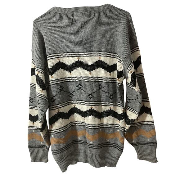 80’s Sweater Graphix Large Geometric Sweater Unisex Acrylic - Picture 2 of 7